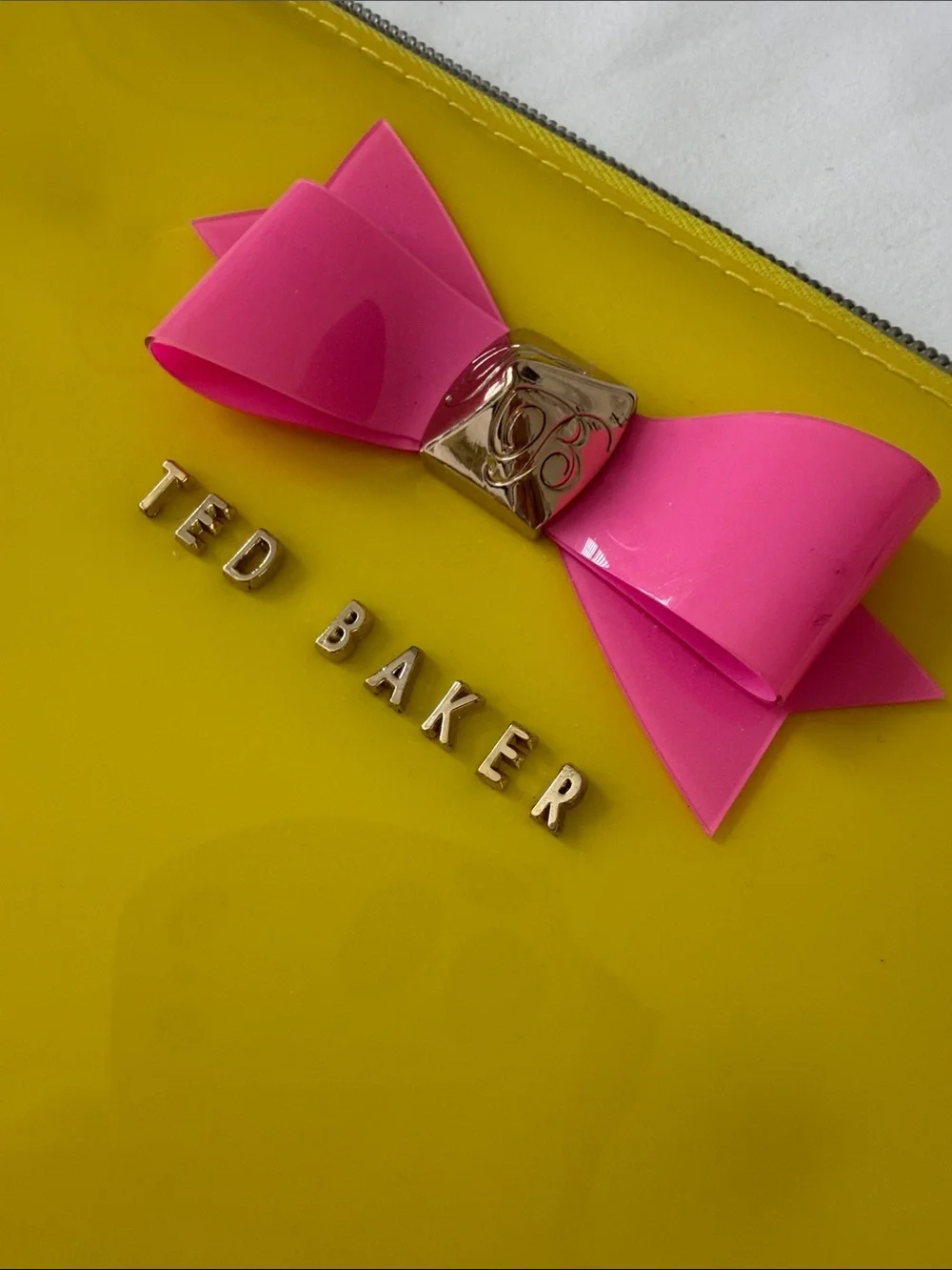 Ted Baker Yellow Patent Pouch with Pink Bow Detail - Picture 10 of 10